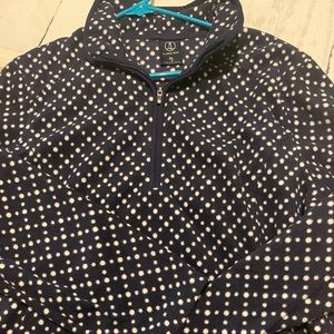 Navy blue and white polka dot 1/4 zip
